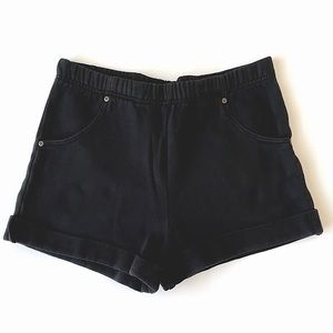 Women's 1990s Cotton Black Folded Hem Shorts - M - Pre-owned